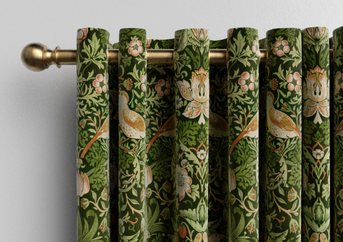 William Morris At Home Strawberry Thief Velvet, Nettle - Made to Measure Curtains - Image 12